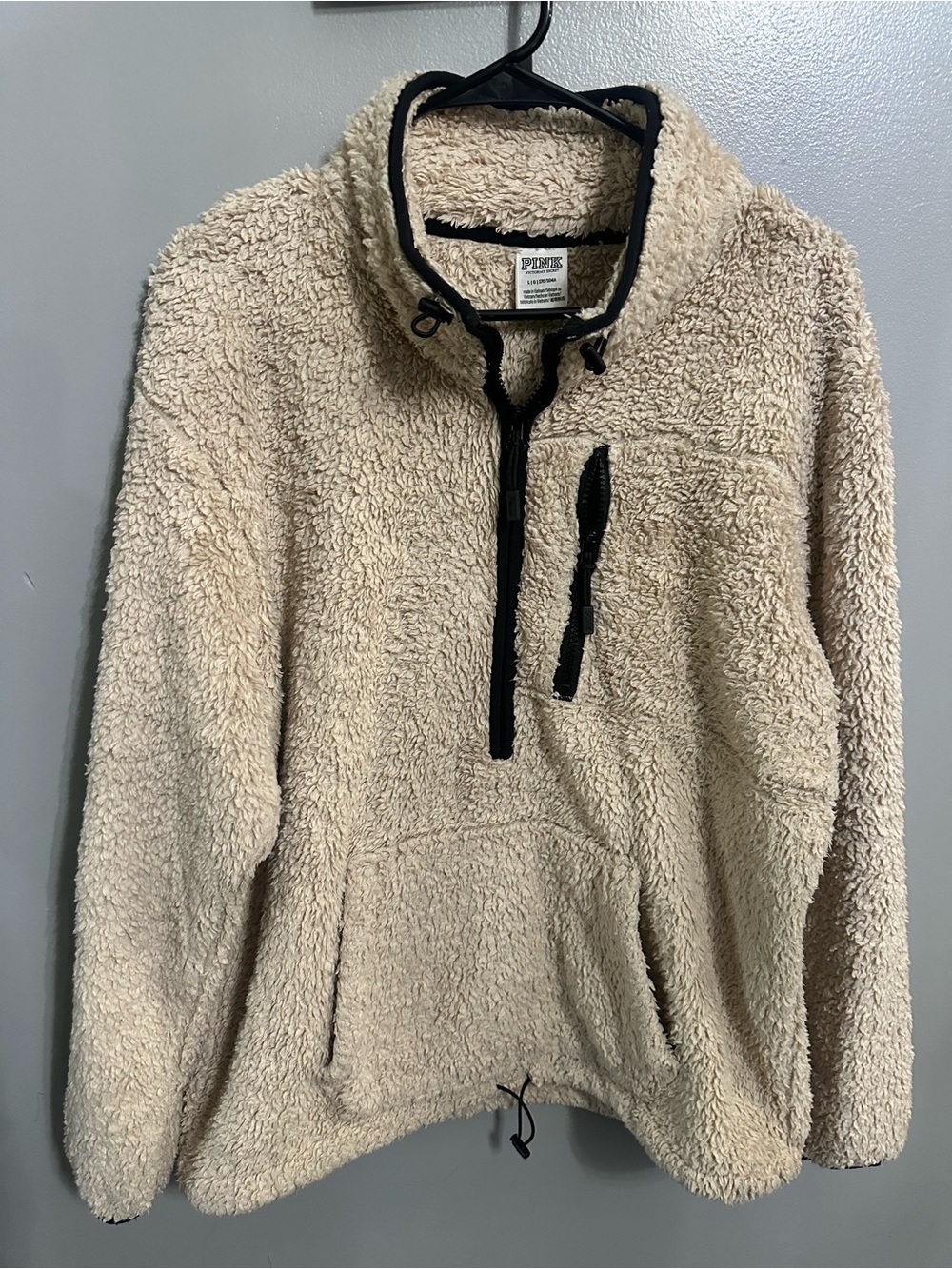 PINK Victoria's Secret Cream Sherpa Quarter-Zip Fleece Pullover
